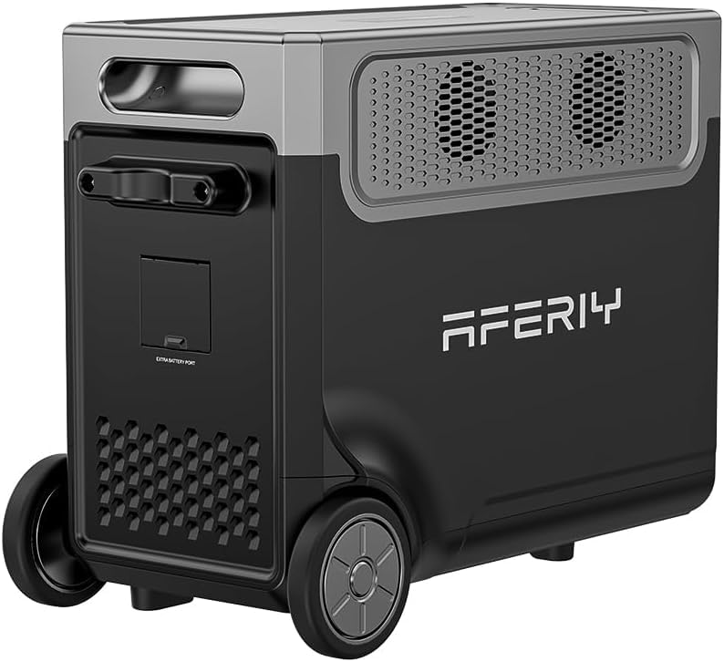 AFERIY Extension Battery LiFePO4 3840Wh Kompatibel mit P310 PRO, Solar- und Netzladegerät, USB-A und Typ-C Ausgänge, 4000W Max, Räder und Teleskopgriff, Nomadischer Akku 3840Wh