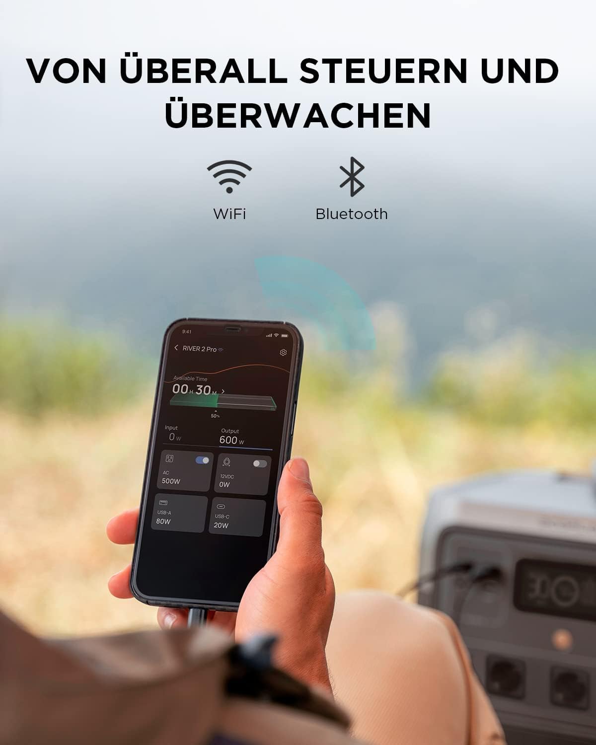 EF ECOFLOW Tragbare Powerstation RIVER 2 Pro, 768 Wh Solargenerator mit LiFeP04, Schnellladung in 70 Minuten, 3x 800 W AC-Steckdosen, Balkonkraft für Notstrom/Camping/Wohnmobile
