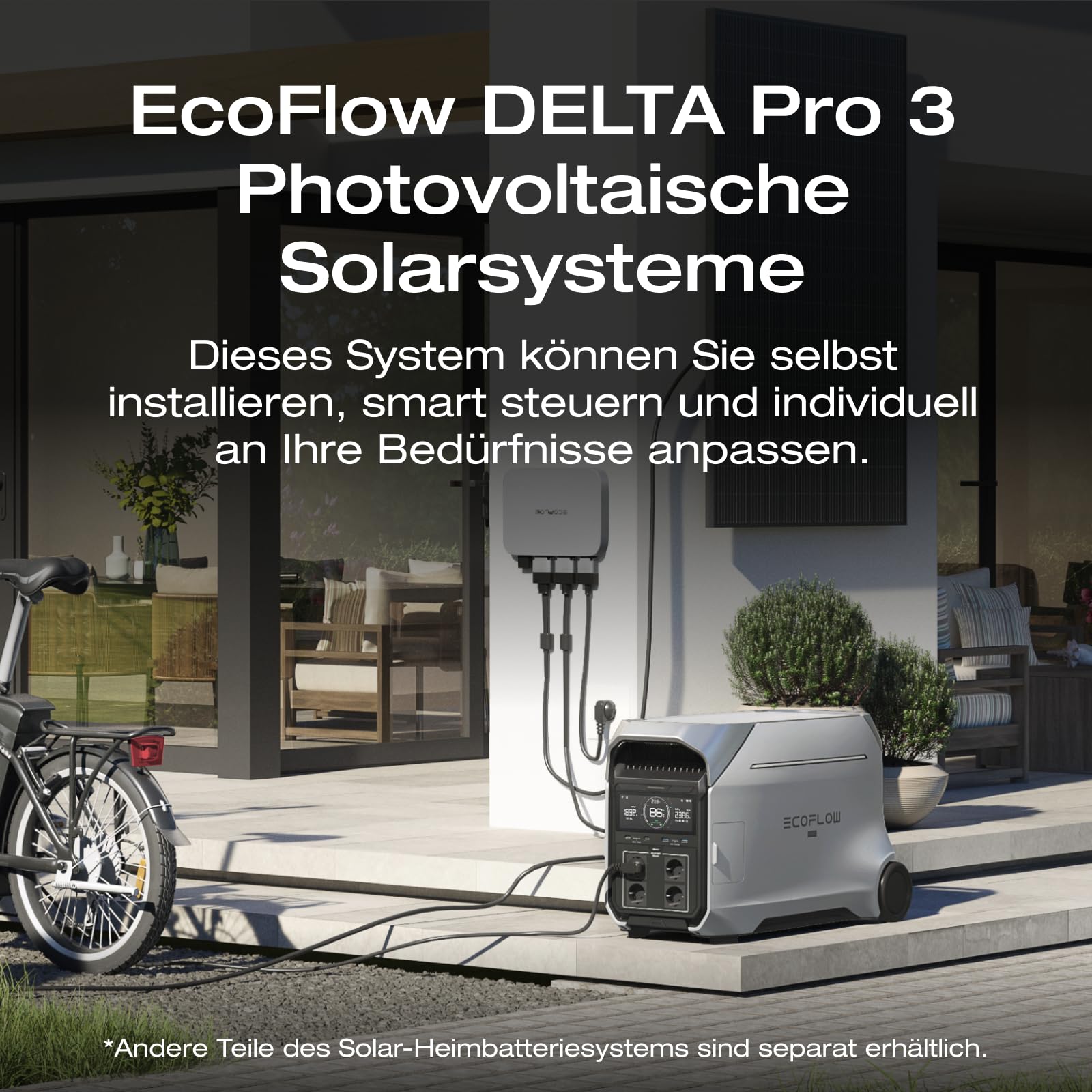 EF ECOFLOW DELTA Pro 3 Tragbare Powerstation, 4096Wh LFP-Batterie, erweiterbar auf 12 kWh, 4000W AC Ausgang, Solargenerator für den Hausgebrauch, Camping, Notfälle, Stromausfälle, Wohnmobile