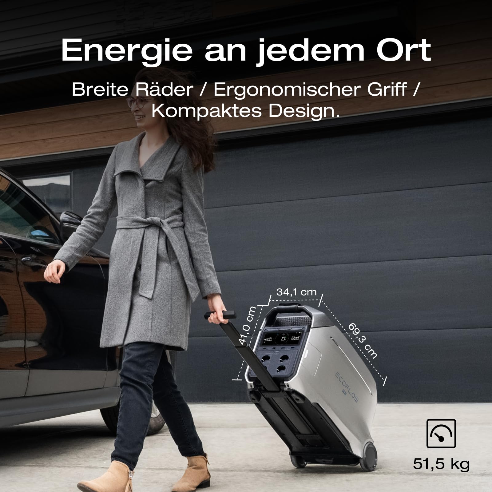 EF ECOFLOW DELTA Pro 3 Tragbare Powerstation, 4096Wh LFP-Batterie, erweiterbar auf 12 kWh, 4000W AC Ausgang, Solargenerator für den Hausgebrauch, Camping, Notfälle, Stromausfälle, Wohnmobile