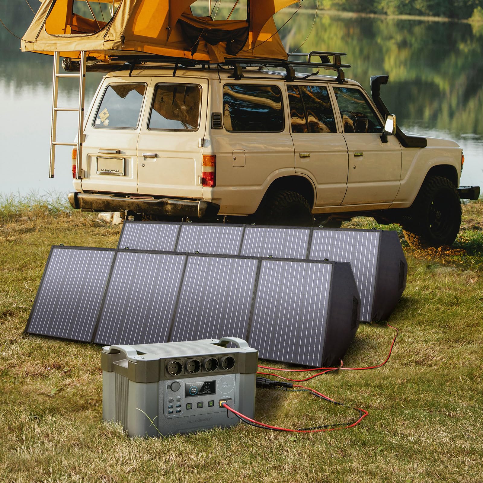 ALLPOWERS S2000 Pro Tragbares Powerstation mit 4x 100W Faltbares Solarpanel, 1451Wh 2400W (4000W Spitzenwert) Power Station AKKU Solargenerator Mobiler Stromspeicher für Home Notfall Camping RV Reise