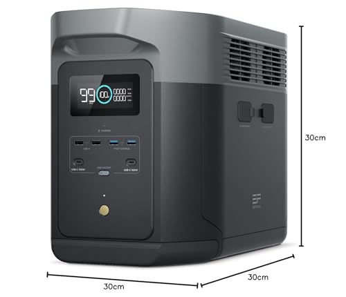 EcoFlow DELTA 2 Max tragbare Powerstation 2048Wh, erweiterbar 2-6 kWh, LFP-Batterie mit 3000 Zyklen, 80% Ladung <1 Std, 3000W Max Ausgangsleistung, Solargenerator für Zuhause, Camping, Wohnmobil