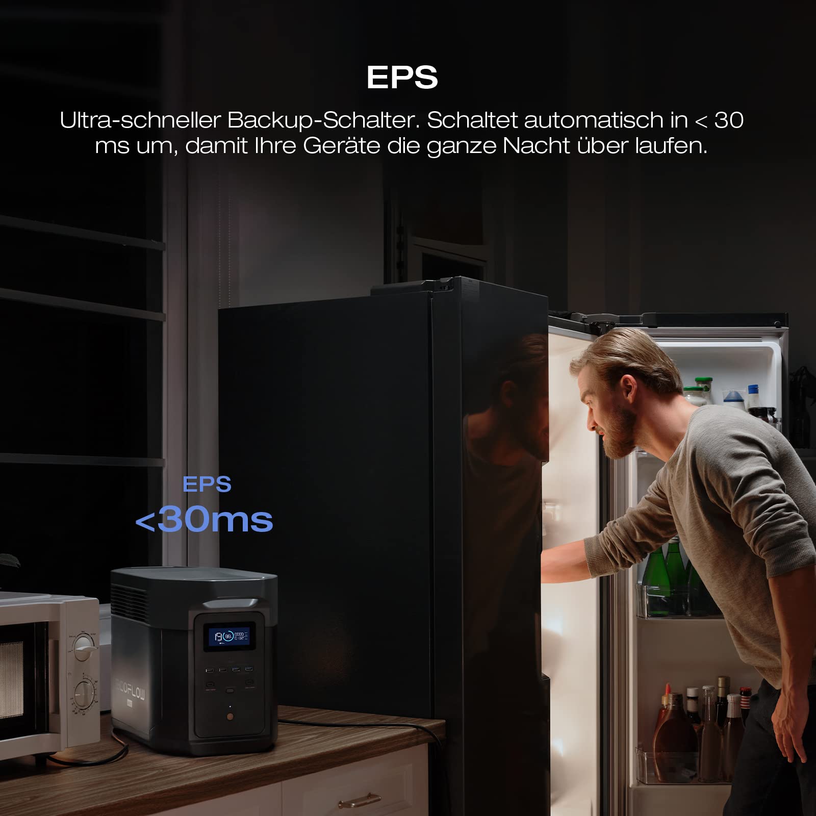EcoFlow DELTA 2 Max tragbare Powerstation 2048Wh, erweiterbar 2-6 kWh, LFP-Batterie mit 3000 Zyklen, 80% Ladung <1 Std, 3000W Max Ausgangsleistung, Solargenerator für Zuhause, Camping, Wohnmobil