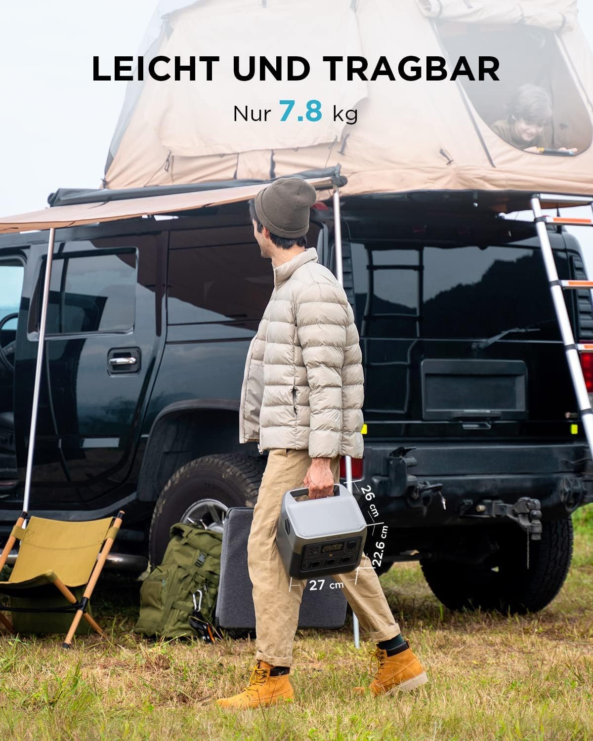 EF ECOFLOW Tragbare Powerstation RIVER 2 Pro, 768 Wh Solargenerator mit LiFeP04, Schnellladung in 70 Minuten, 3x 800 W AC-Steckdosen, Balkonkraft für Notstrom/Camping/Wohnmobile